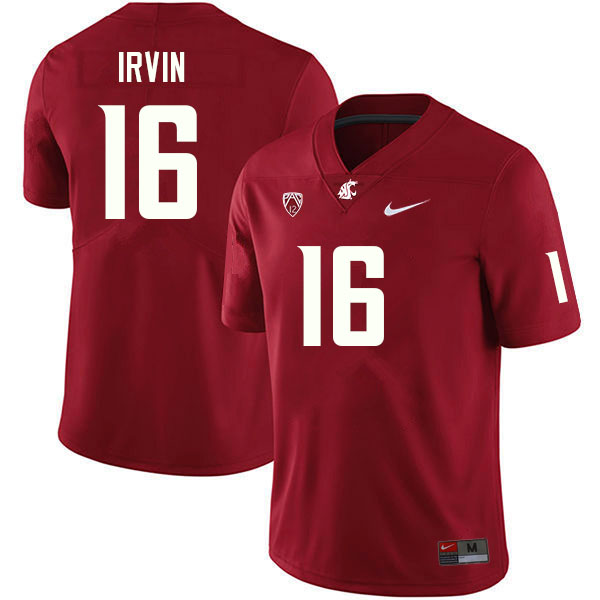 Men #16 Chris Irvin Washington State Cougars College Football Jerseys Sale-Crimson